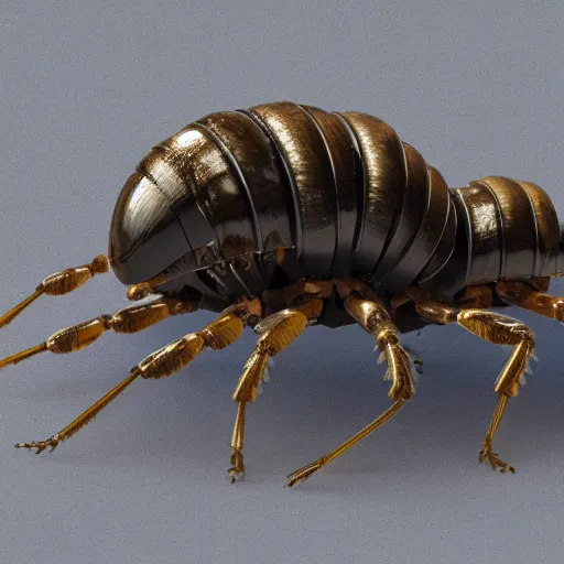 Prompt: a cute robotic wood lice, artstation, 8 k, highly detailed, hyperrealistic,