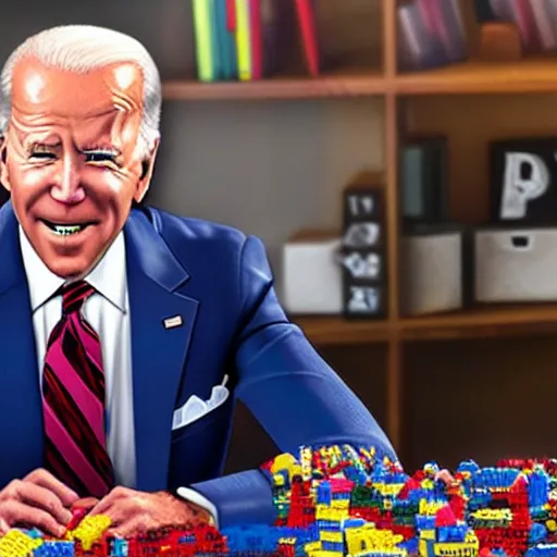 Prompt: joe biden playing with lego