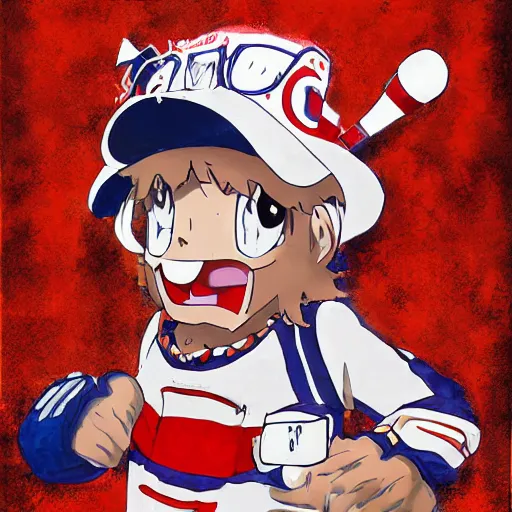 Image similar to anime Portrait of Youppi the Habs Montreal Canadiens Mascot as a very cute powerful and friendly pokemon, highly detailed anime, high evolution, 1990s, legendary, smooth, sharp focus, dynamic lighting, intricate, trending on ArtStation, illustration pokemon, art by WLOP