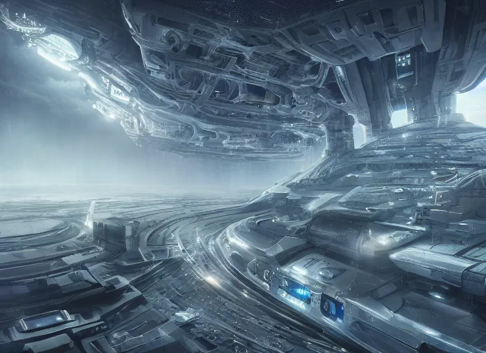 Prompt: cult of technology, exterior, scifi, machines, artificial intelligence, ultra realistic, highly detailed, brain in a vat, futuristic landscape, city, utopian architecture, birds eye view, atmosphere, masterpiece, epic lighting, glow, mysterious, 4 k, cinematic, art by patryk olkiewicz and chris ostrowski