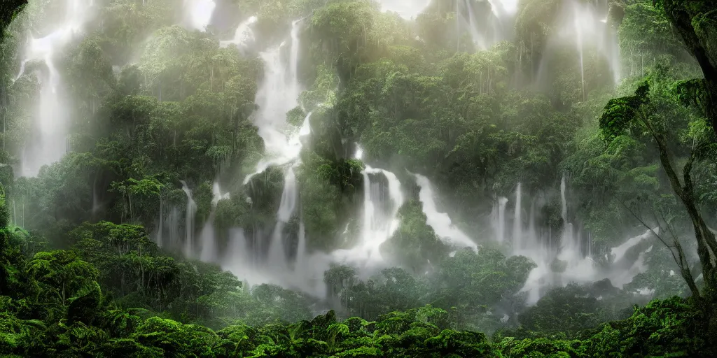 Prompt: a hyper realistic professional photographic picture of the Amazon rainforest during a thunderstorm, photographic filter unreal engine 5 realistic hyperdetailed 8k ultradetail cinematic concept art volumetric lighting, fantasy artwork, very beautiful scenery, very realistic painting effect, hd, hdr, cinematic 4k wallpaper, 8k, ultra detailed, high resolution, artstation trending on artstation in the style of Albert Dros glowing rich colors powerful imagery nasa footage drone footage drone photography