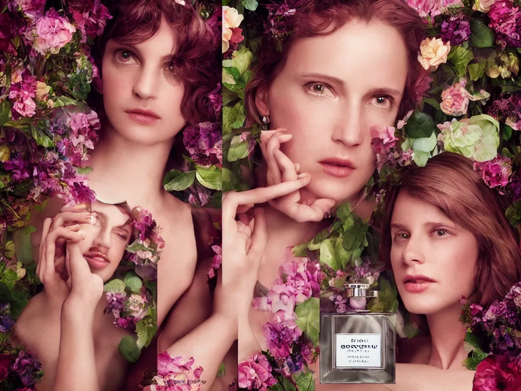 Image similar to portrait fragrance packshot by gregory crewdson, highly detailed, saturated colors, fashion