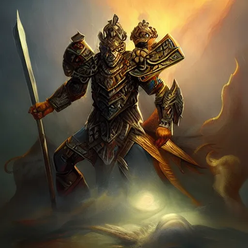Image similar to fantasy art of a war god by alexander fedosov hollllow