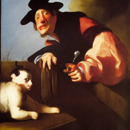 Prompt: the heart thief, in the style of rembrant