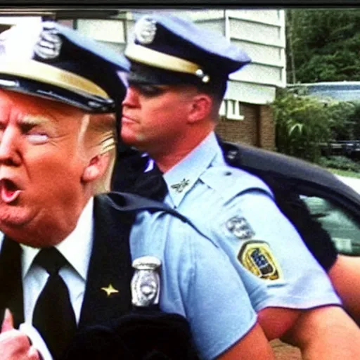 Prompt: donald trump getting arrested on the tv show cops