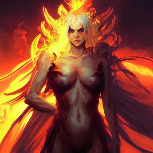 Prompt: demon slayer, ghostly form, transparent, embodiment of fire, comic book thick outline, gta art, anime, d & d, highly detailed, digital painting, artstation, concept art, sharp focus, illustration, cinematic lighting, art by artgerm and greg rutkowski and alphonse mucha