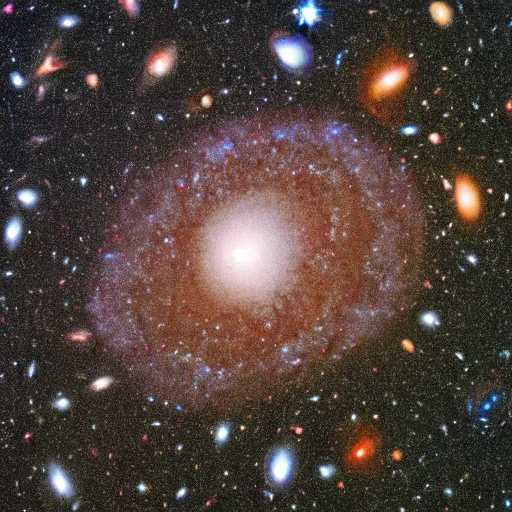 Image similar to an organism composed of galaxies seen under a telescope