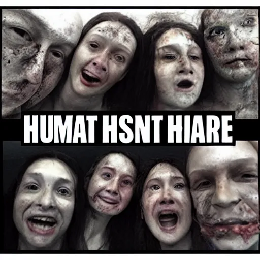 Image similar to humans last selfie, post apocalyptic, award winning, horror