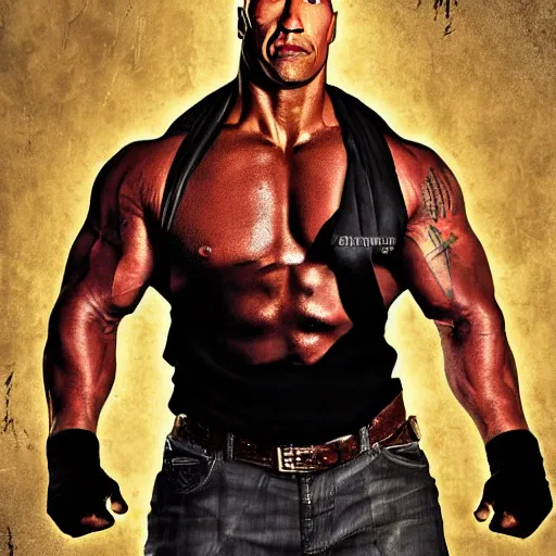 Prompt: dwayne the rock johnson by rj palmer