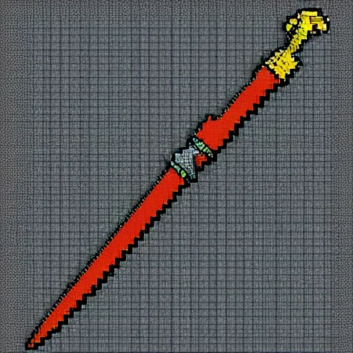 Prompt: Pixel art of a sword. Pixeljoint.