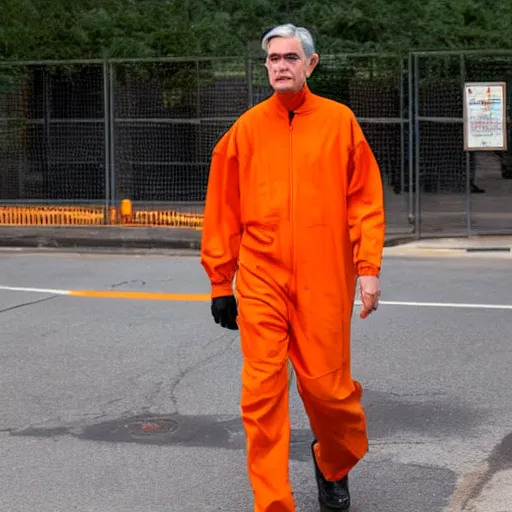 Image similar to Jerome Powell in an orange jail suit, 4k, photo,