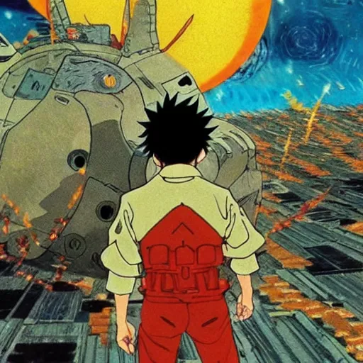 Prompt: akira anime film, by van gogh