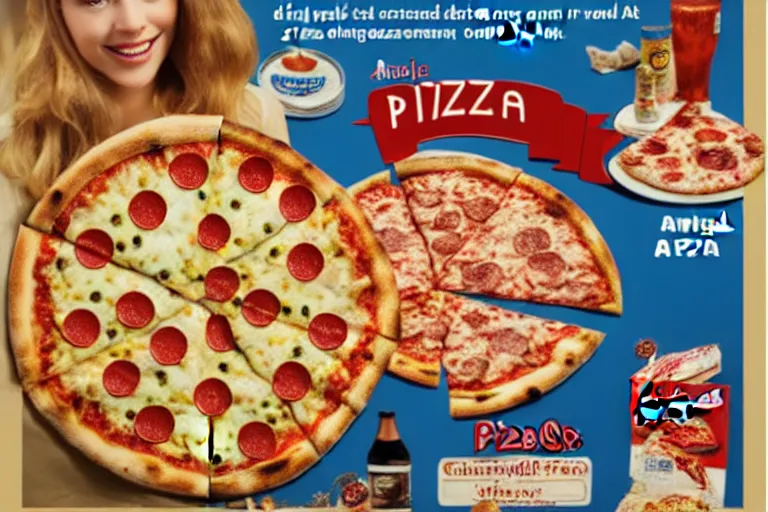 Image similar to angels, pizza, advertisement