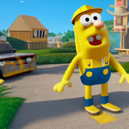 Prompt: bob the builder in bikini bottom, unreal engine 5