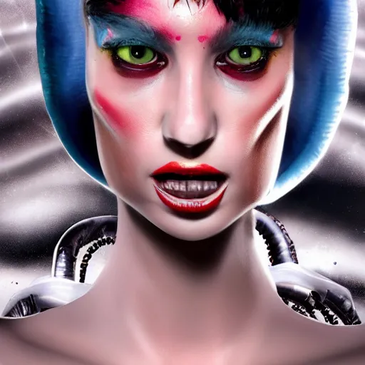 Prompt: alien, xenomorph, creature design, high femme fashion, painted nails, makeup, glamor shot, 4 k,