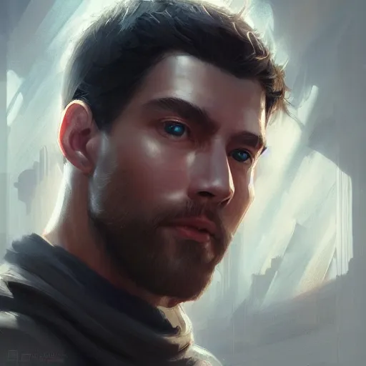 Prompt: portrait of a confident modern god, technology, in modern era, upper body, D&D, intricate, cinematic lighting, highly detailed, digital painting, artstation, concept art, smooth, sharp focus, illustration, art by Artgerm and Greg Rutkowski