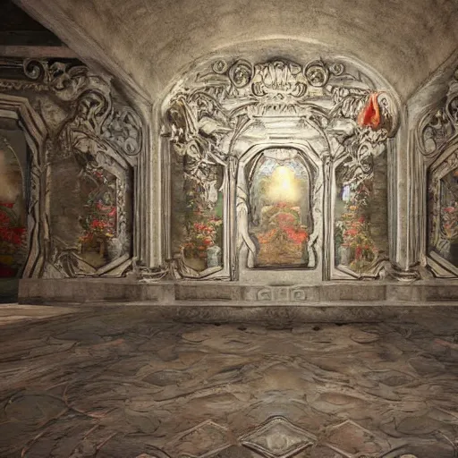 Prompt: ornate wall, full of paintings of angels, unreal engine texture highly detailed