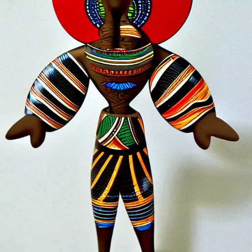 Prompt: african tribal chief vinyl art toy, detailed product photo,