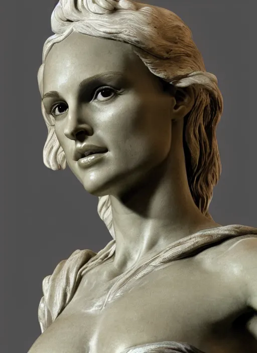 Prompt: Michelangelo's statue of Natalie Portman, highly detailed, 8k