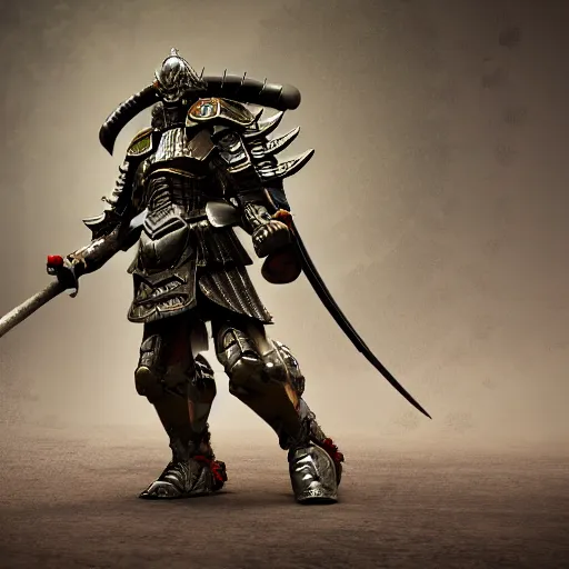 Image similar to a heavily armored samurai, in the jungle, realistic octane render, high detail