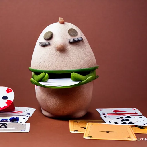 Image similar to anthropomorphic potato's playing poker, canon 5 d 5 0 mm lens