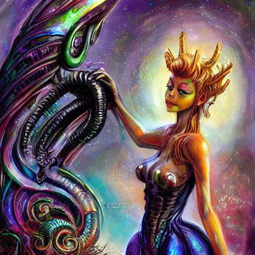 Image similar to a shiny black alien xenomorph fairy princess by senior concept artist josephine wall, high resolution, trending on artstation