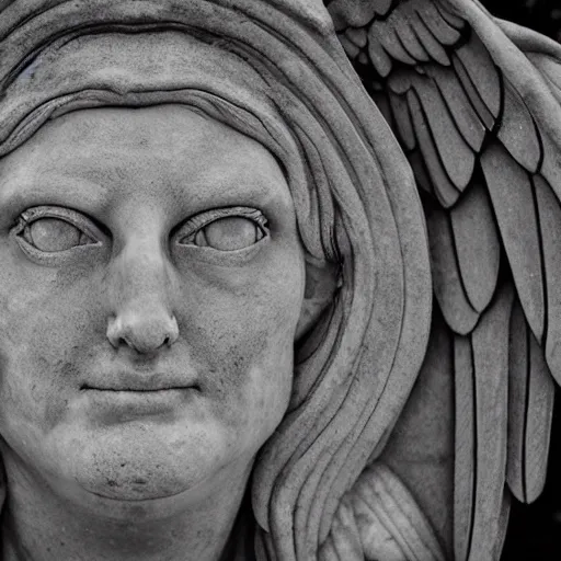 Image similar to weeping angel striking, close - up fish eye lense