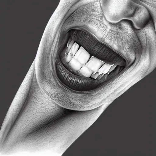 Image similar to human mouth on an elbow, digital art, hyper detailed