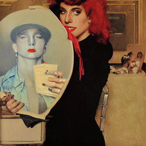 Prompt: portrait of lady gaga by norman rockwell