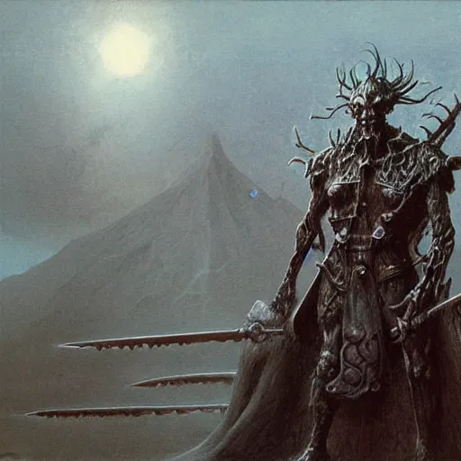 Image similar to warhammer malekith concept, beksinski