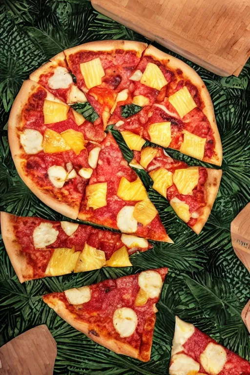 Prompt: pizza on pineapple