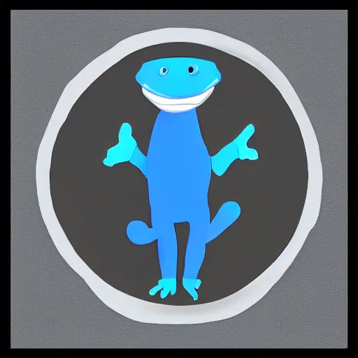 Prompt: blue salamander in a grey tuxedo, character icon