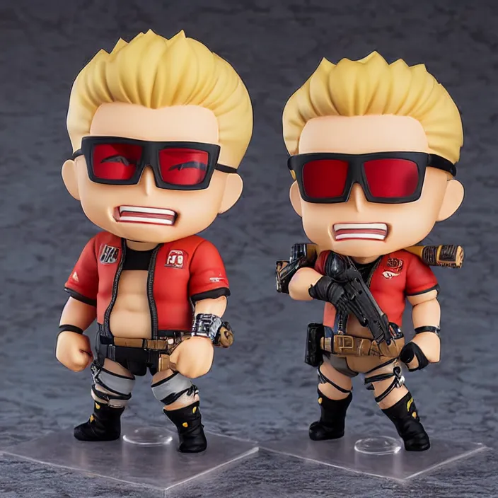 Image similar to Duke Nukem!!!!!!!!!!!!!!!!!, An anime Nendoroid of Duke Nukem, figurine, detailed product photo