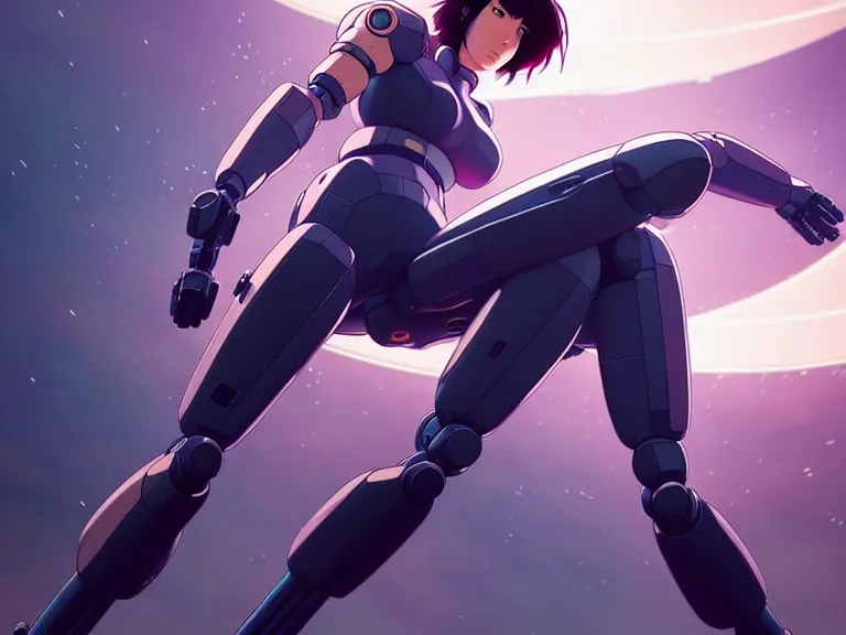 Image similar to a fullbody portrait of motoko kusanagi riding on top of a tachikoma : : stand alone complex, ghost in the shell, netflix : : by ilya kuvshinov, rossdraws, artgerm, sola digital arts, anti aliasing, raytracing : :