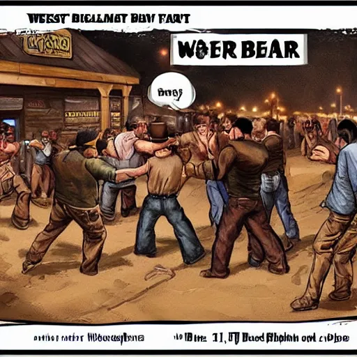 Prompt: western bar fight, realistic