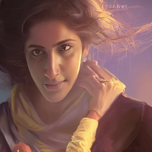 Prompt: Anxious beautiful young female Indian Doctor catching a flight, by Cedric Peyravernay, highly detailed, excellent composition, cinematic concept art, dramatic lighting, trending on ArtStation