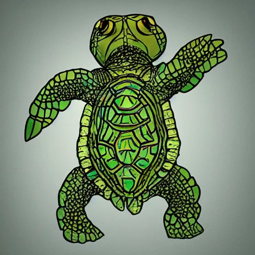 Image similar to arabic person shapeshifting into a turtle, photorealistic, digital art