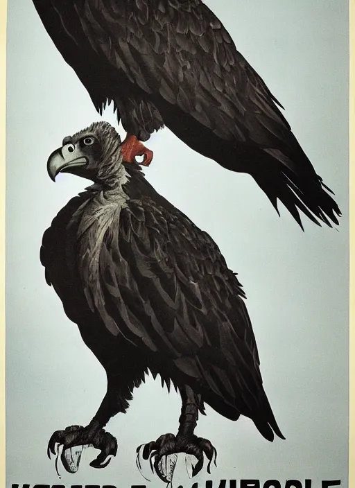 Image similar to vulture look in 1940s propaganda poster
