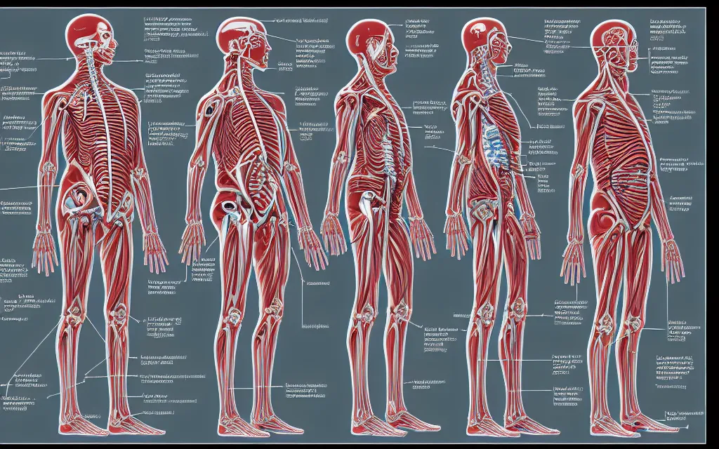 Prompt: diagram of humanity's future biomechanical evolution, scientific anatomical diagram