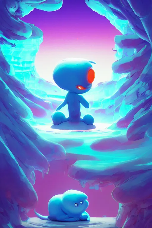 Image similar to smurf ghost creature animal sushi cristal very big eye roots cactus elemental flush of force nature micro world fluo fishscale, behance hd by jesper ejsing, by rhads, makoto shinkai and lois van baarle, ilya kuvshinov, rossdraws radiating a glowing aura global illumination ray tracing hdr