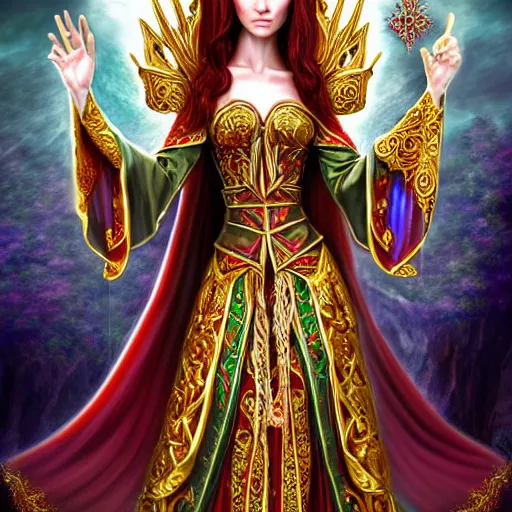 Image similar to beautiful elf queen in ornate robes, highly detailed, 8 k, hdr, award - winning, anne stokes