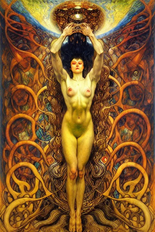 Image similar to Divine Chaos Engine by Karol Bak, Jean Delville, William Blake, Gustav Klimt, and Vincent Van Gogh, symbolist, visionary