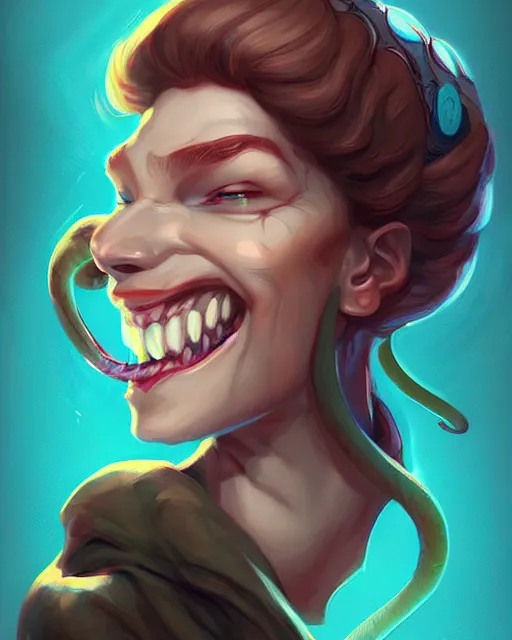 Image similar to digital art, fantasy portrait of smiling snake, by james jean, by ross tran, ultra detailed, character design, concept art, trending on artstation,