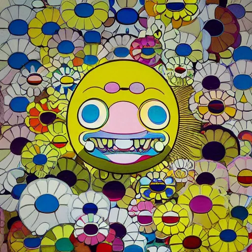 Image similar to sun shining through clouds, Takashi Murakami, Minimalist,