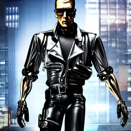 Image similar to terminator t-1000 cyberpunk style, ultra realistic, cinematic,