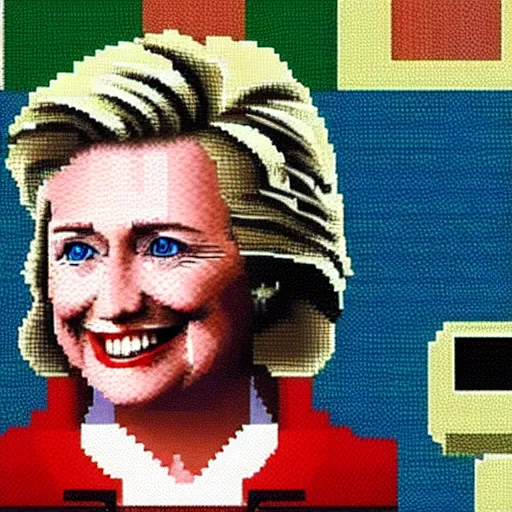 Image similar to colecovision pixel art of hillary clinton from 1 9 8 2