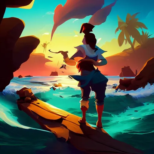 Image similar to painting treasure on sea of thieves game smooth median photoshop filter cutout vector, behance hd by jesper ejsing, by rhads, makoto shinkai and lois van baarle, ilya kuvshinov, rossdraws global illumination