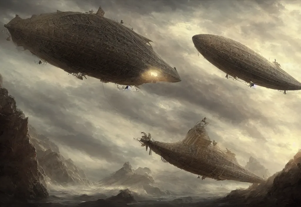 Image similar to a fantasy airship, epic fantasy, detailed, intricate, elegant, digital painting, concept art, smooth, focus, rim light