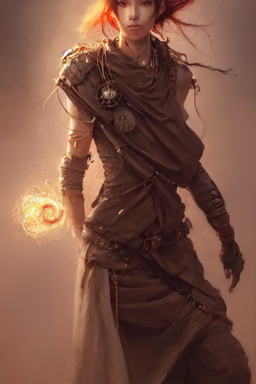 Image similar to A masterpiece portrait of a Incredibly beautiful queer Syberian post apocalyptic shaman girl . medium shot, intricate, elegant, highly detailed. trending on artstation, digital art, by Stanley Artgerm Lau, WLOP, Rossdraws, James Jean, Andrei Riabovitchev, Marc Simonetti, Yoshitaka Amano