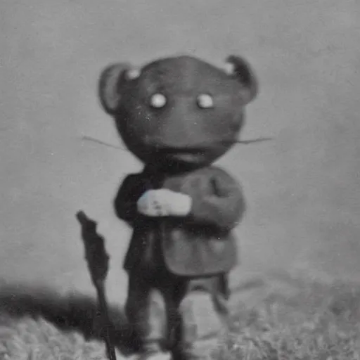 Image similar to 1 9 0 0 s photograph of teemo in the distance, disturbing and creepy